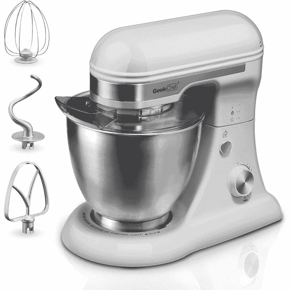 Electric Stand Mixer, 4.8QT 12 Speeds Tilt-head Food Mixer with Dough Hook, Whisk, Beater, Bowl, Rotary Knob Kitchen