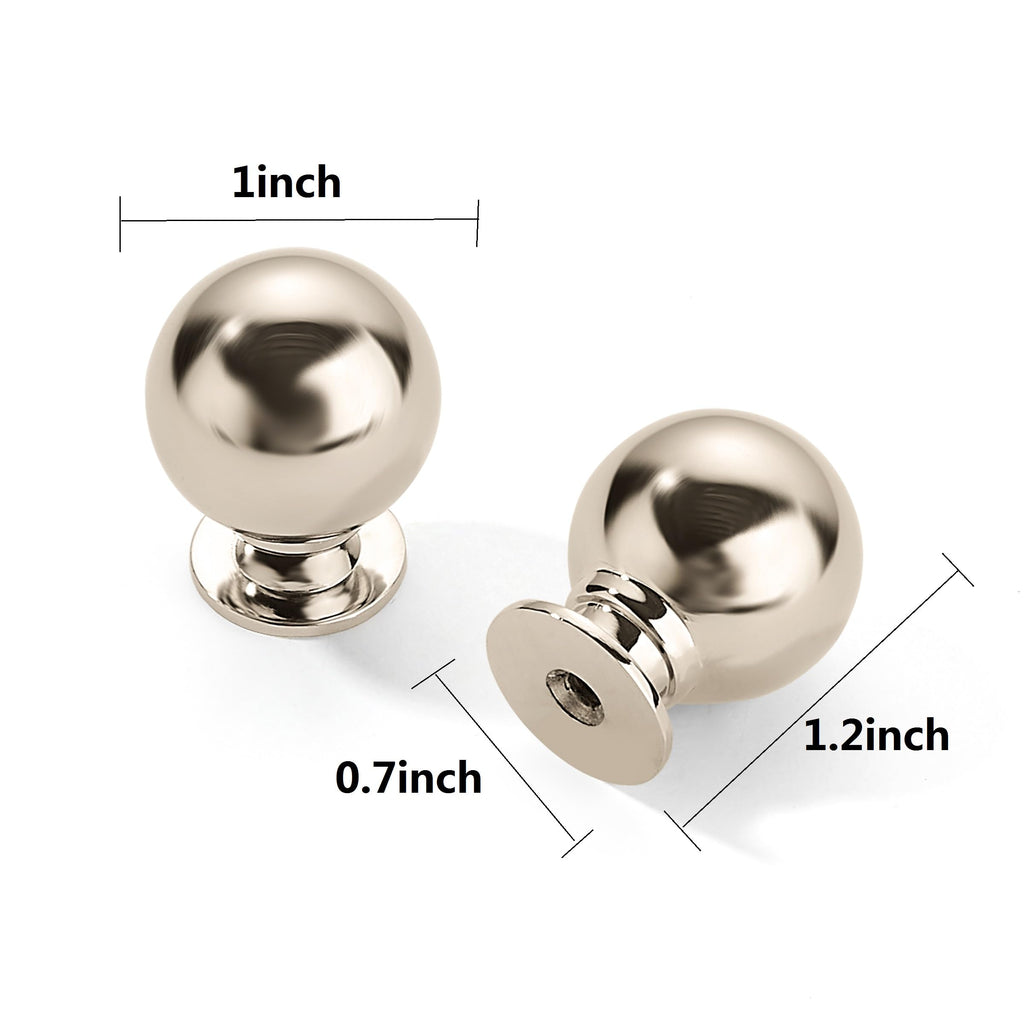 10 Pack 1 Inch Vintage Ball Polished Nickel Cabinet Knobs Kitchen Cabinet Hardware Drawer Knobs Pulls for Drawers.
