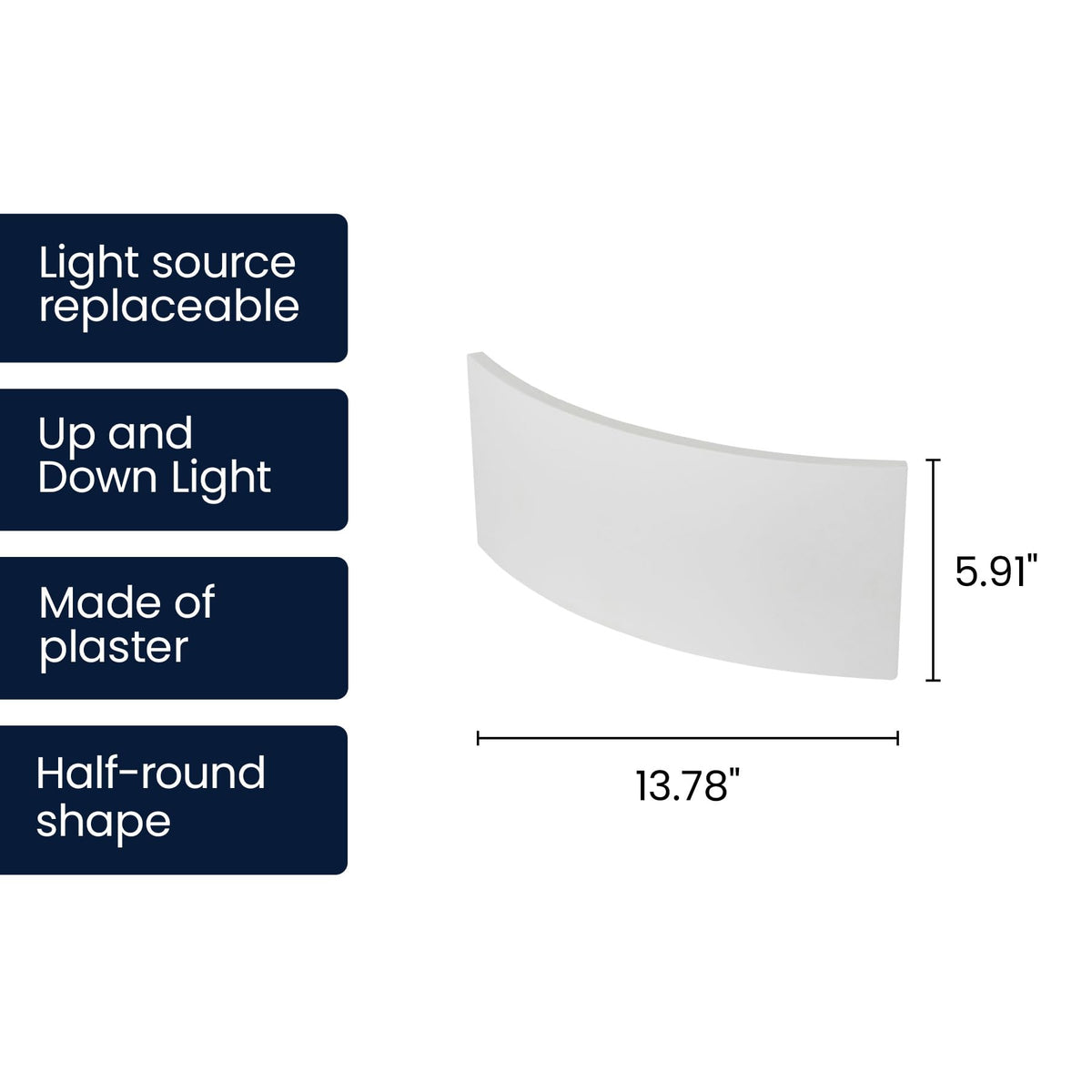 13.8" Paintable Plaster Wall Sconce Light, White Up Down Wall Sconce Wall Light Fixture, Modern Indoor Wall Lighting