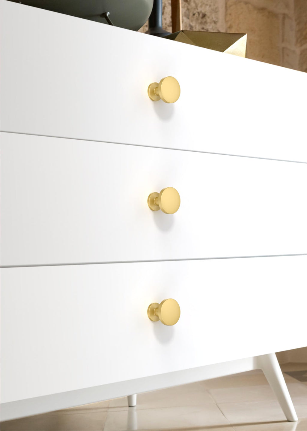 30 Pack Brushed Gold Cabinet Knobs 1-1/5 Inch(30mm) Single Hole Cabinet Pulls Round Kitchen Cabinet Knobs