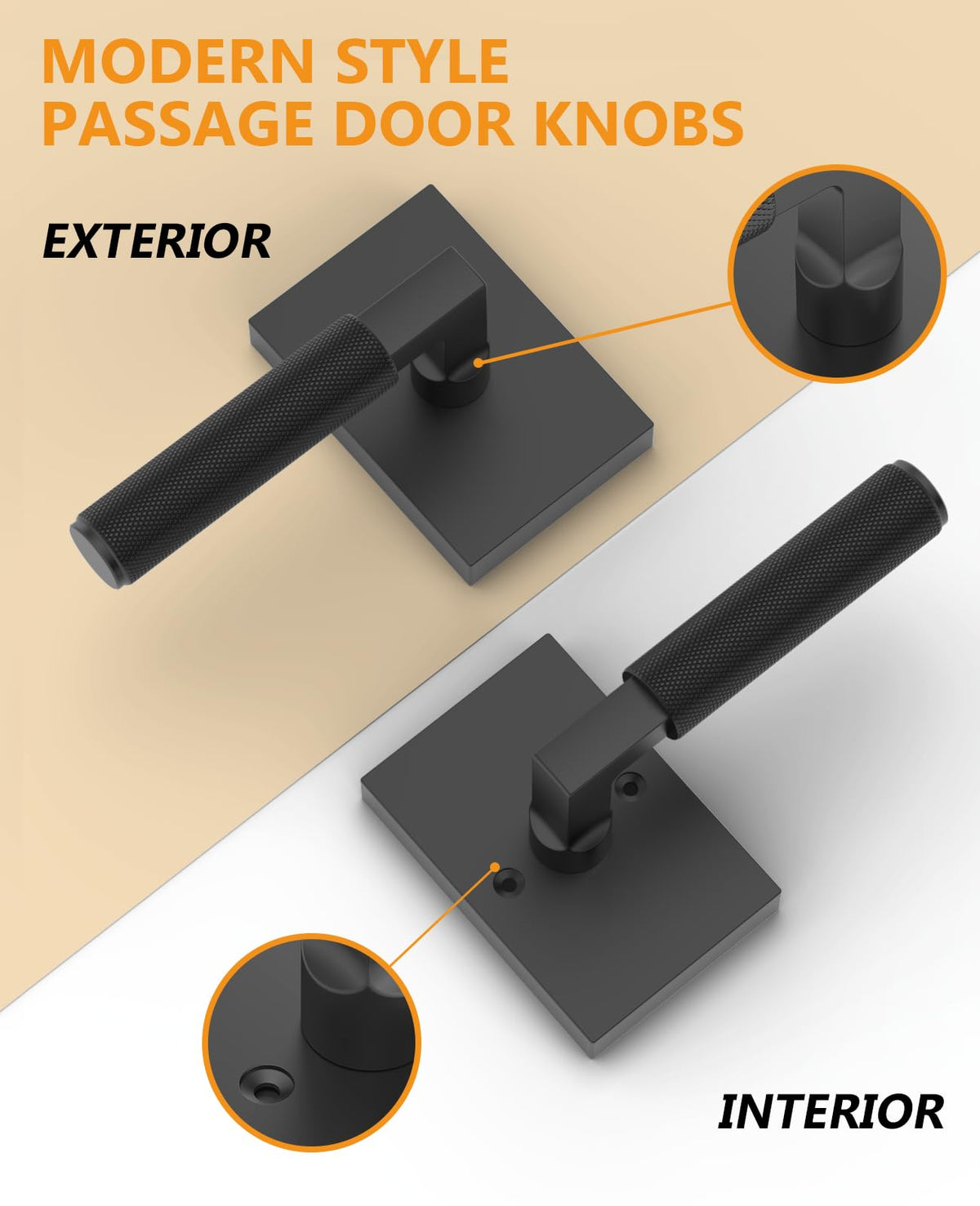 8 Pack Matte Black Privacy Interior Door Handles
