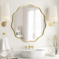 Round Wavy Mirror for Wall Decorative 24 inch, Modern Round Mirror Aluminum Frame Bedroom Living Room Home House