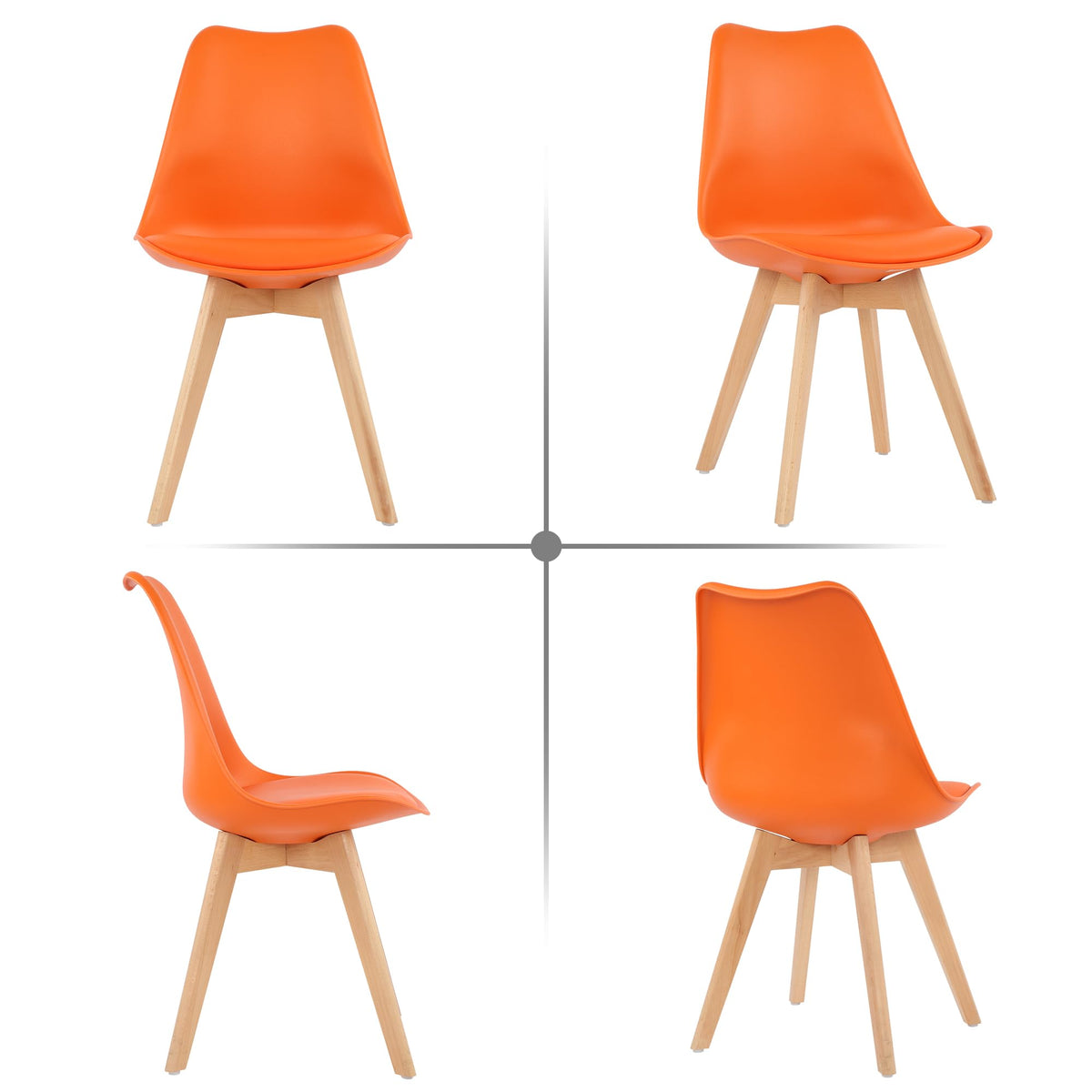 Inspired Eames Style Mid Century Modern Shell Dining Chairs (Orange, Set of 4)