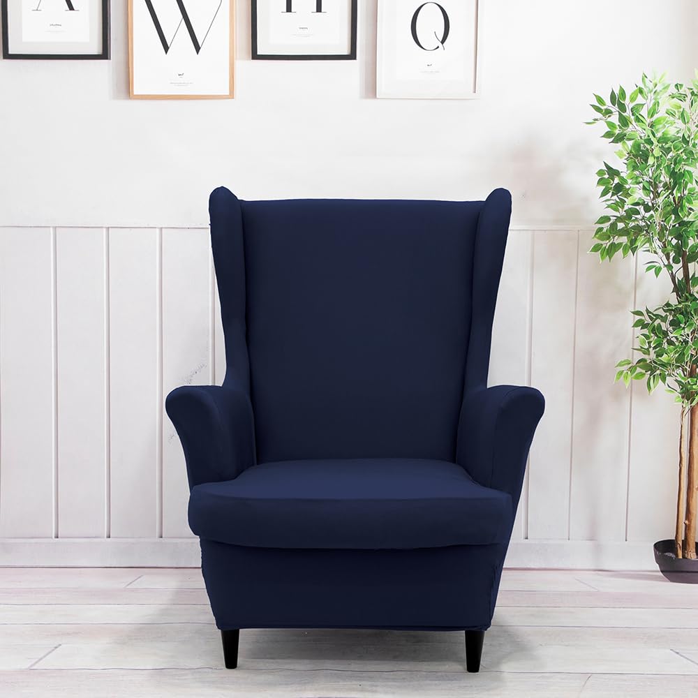 2 Piece Wingback Chair Slipcover, Wingback Chair Covers Washable Stretch Wingback Chair Cover, Wing Back Chair Covers