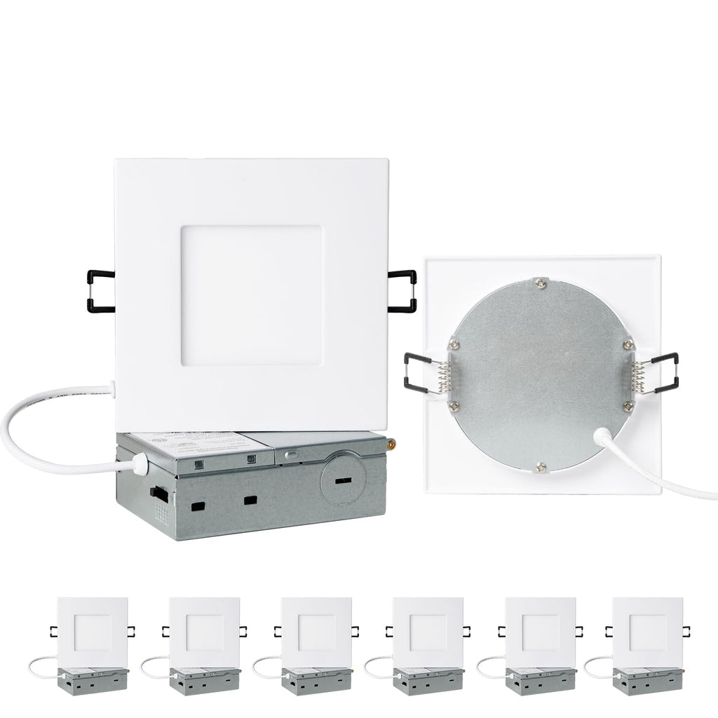 4-inch Square Recessed Lighting - Ultra Thin Dimmable Square LED Ceiling Light,5 Color Temperature