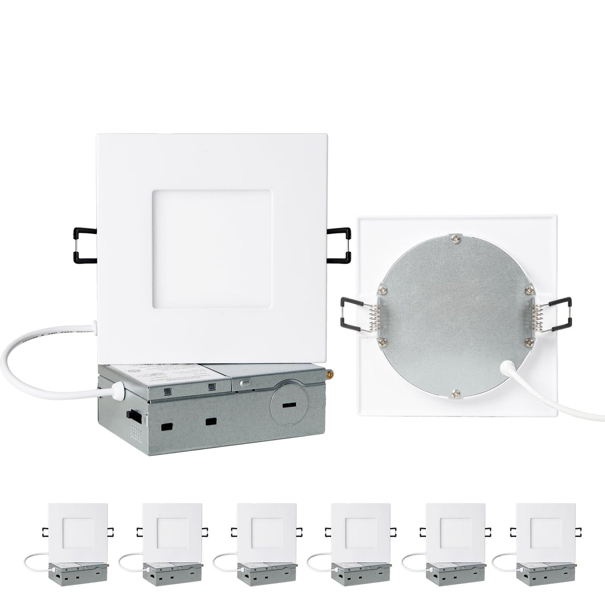 4-inch Square Recessed Lighting - Ultra Thin Dimmable Square LED Ceiling Light,5 Color Temperature