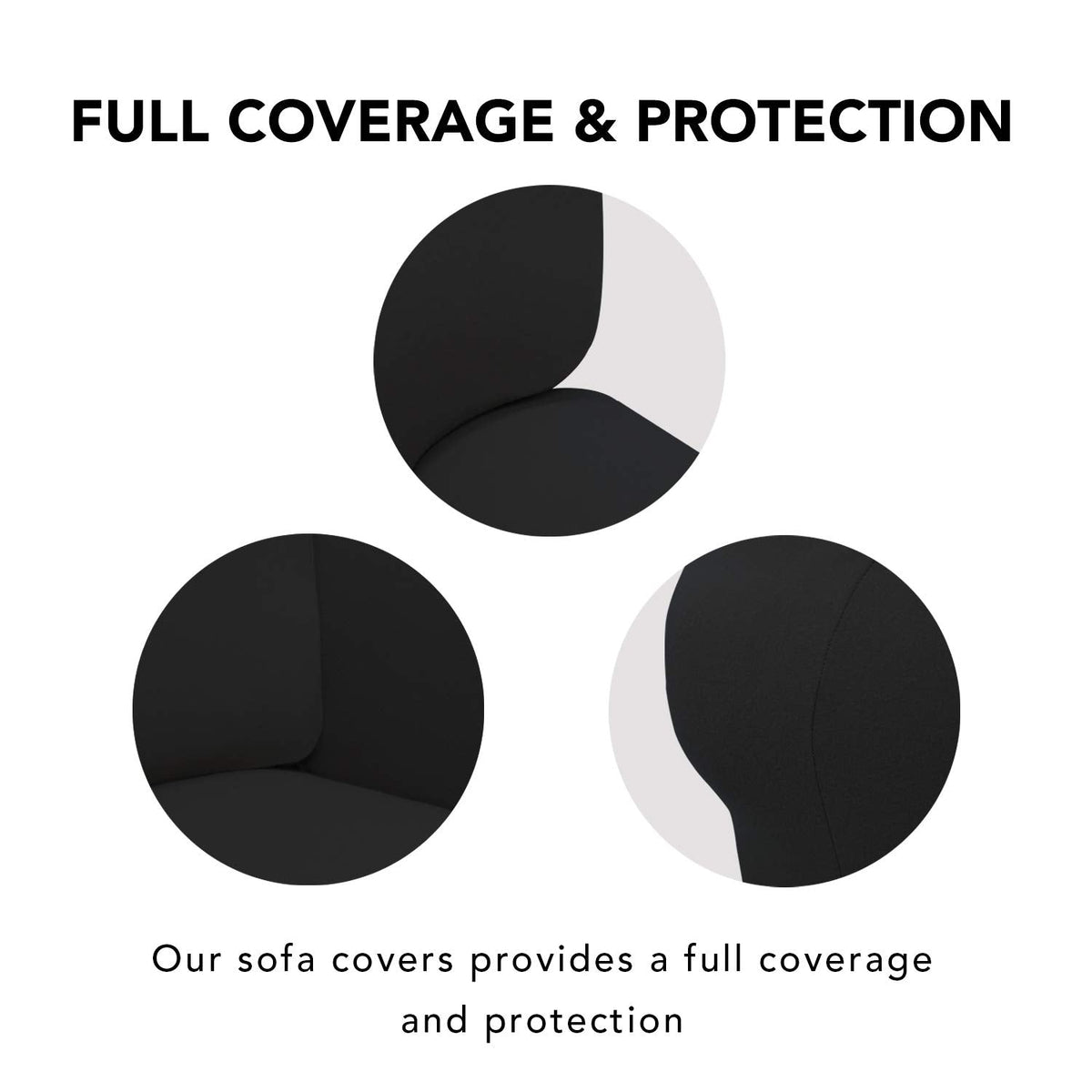 Stretch Oversized Couch Covers Fleece Sofa Slipcovers Black