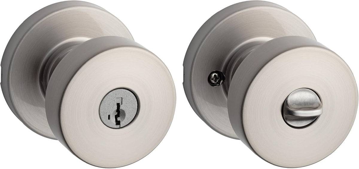 Pismo Round Entry Doorknob with Lock and Key, Secure Keyed Handle Exterior Doorknob, Front Entrance and Bedroom