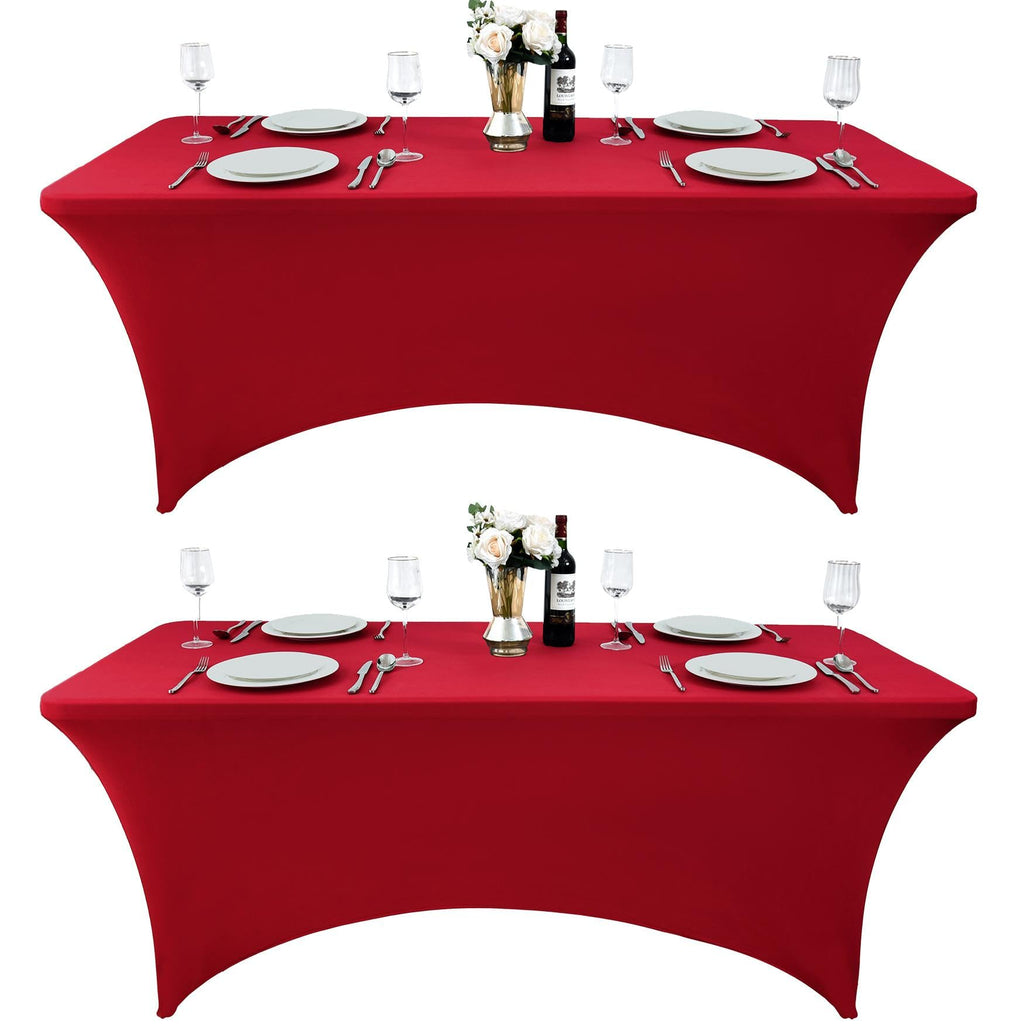 2-Pack 4ft Spandex Table Covers for Rectangular Folding Tables - Wrinkle Resistant Stretch Tight Table Cloths