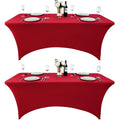 2-Pack 4ft Spandex Table Covers for Rectangular Folding Tables - Wrinkle Resistant Stretch Tight Table Cloths