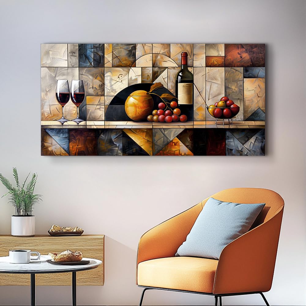 Canvas Wall Art Wall Decor Kitchen Wall Decoration Wine Glass Landscape Painting Farmhouse Pictures Artwork Room