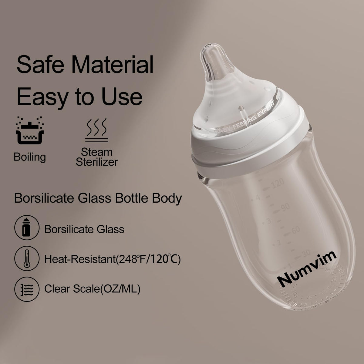 Natural Glass Baby Bottle, Gentle Flow Nipple(S) 5 Ounces 2 Count