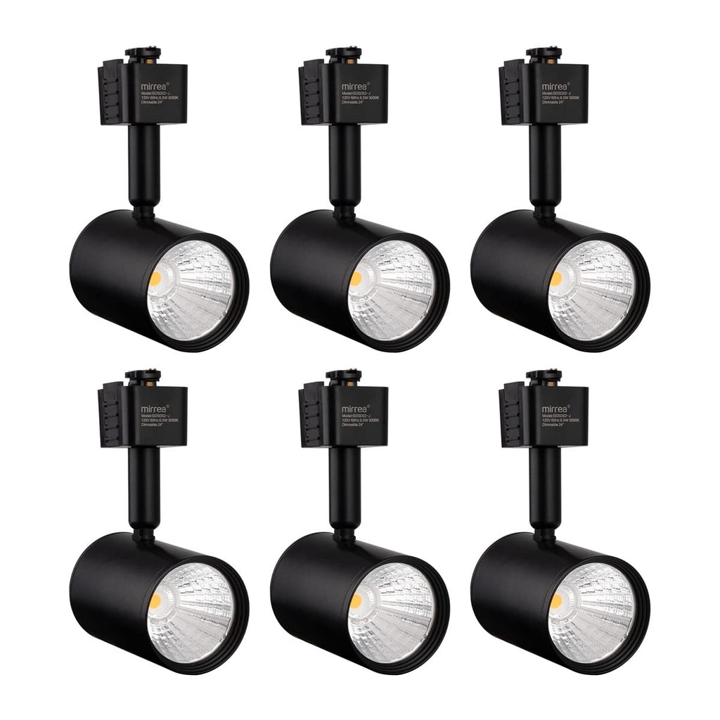 6 Pack J Type LED Track Lighting Heads 6.5W 3000K Warm White Black