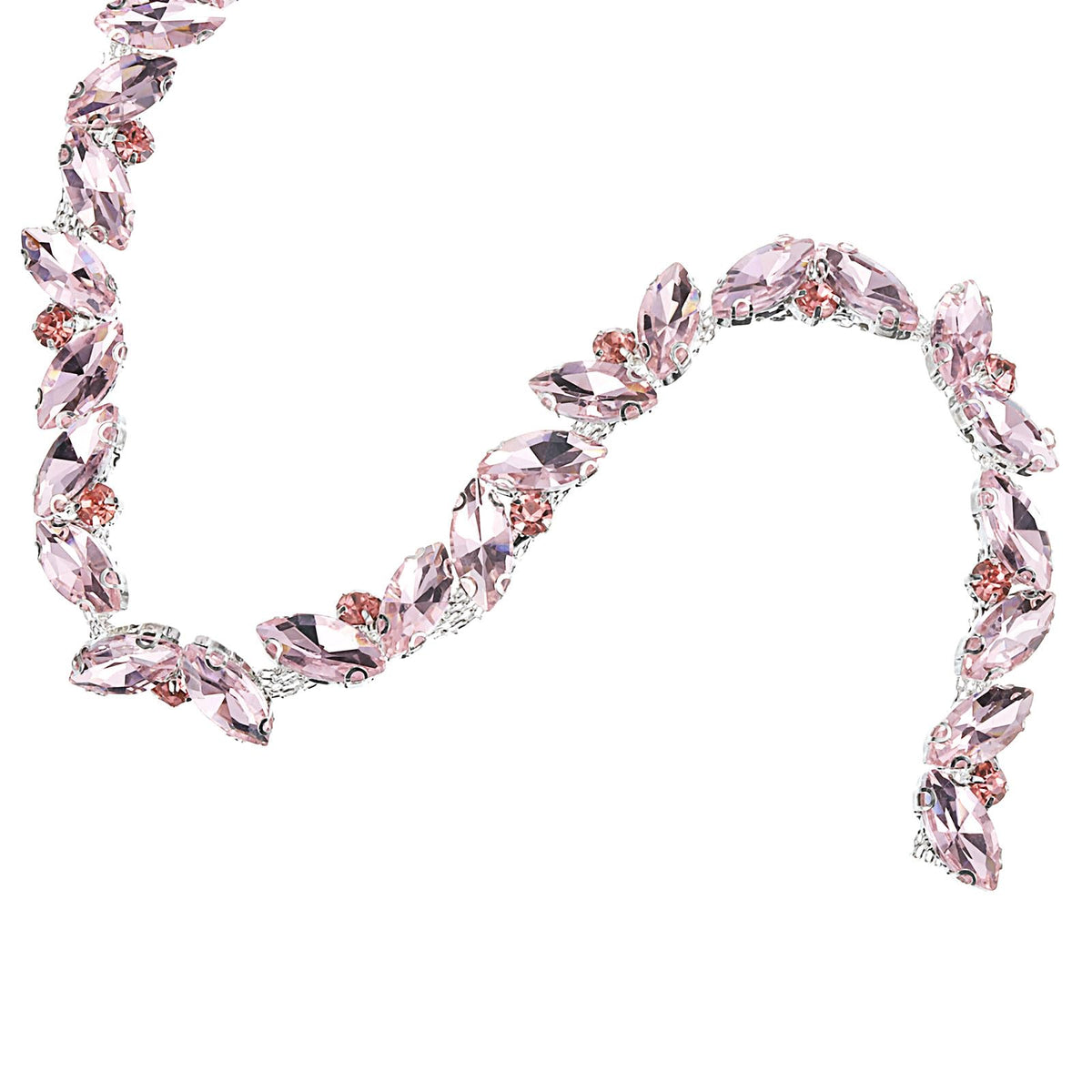 Rhinestone Chain Trim, Crystal Chain Applique Pink - 1 Yard