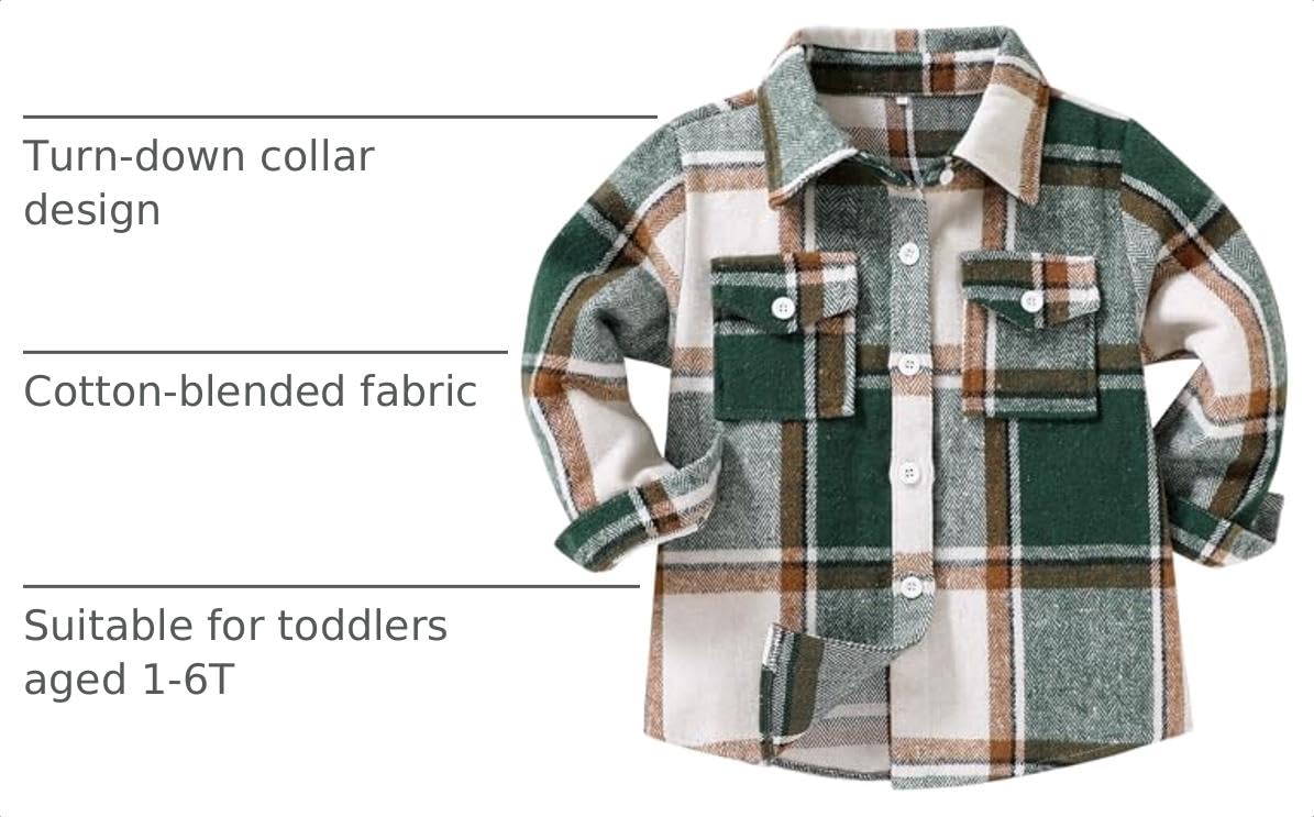 Kids Little Boys Girls Baby Long Sleeve Button Down Red Plaid Flannel Shirt Plaid Girl Boy