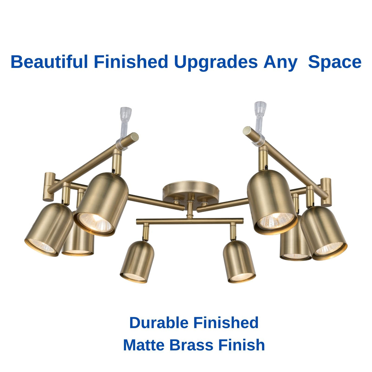 8 Light Modern Track Lighting Fixtures, Matte Brass Center Rotatable Bar Ceiling Spotlight, Foldable Arms Track