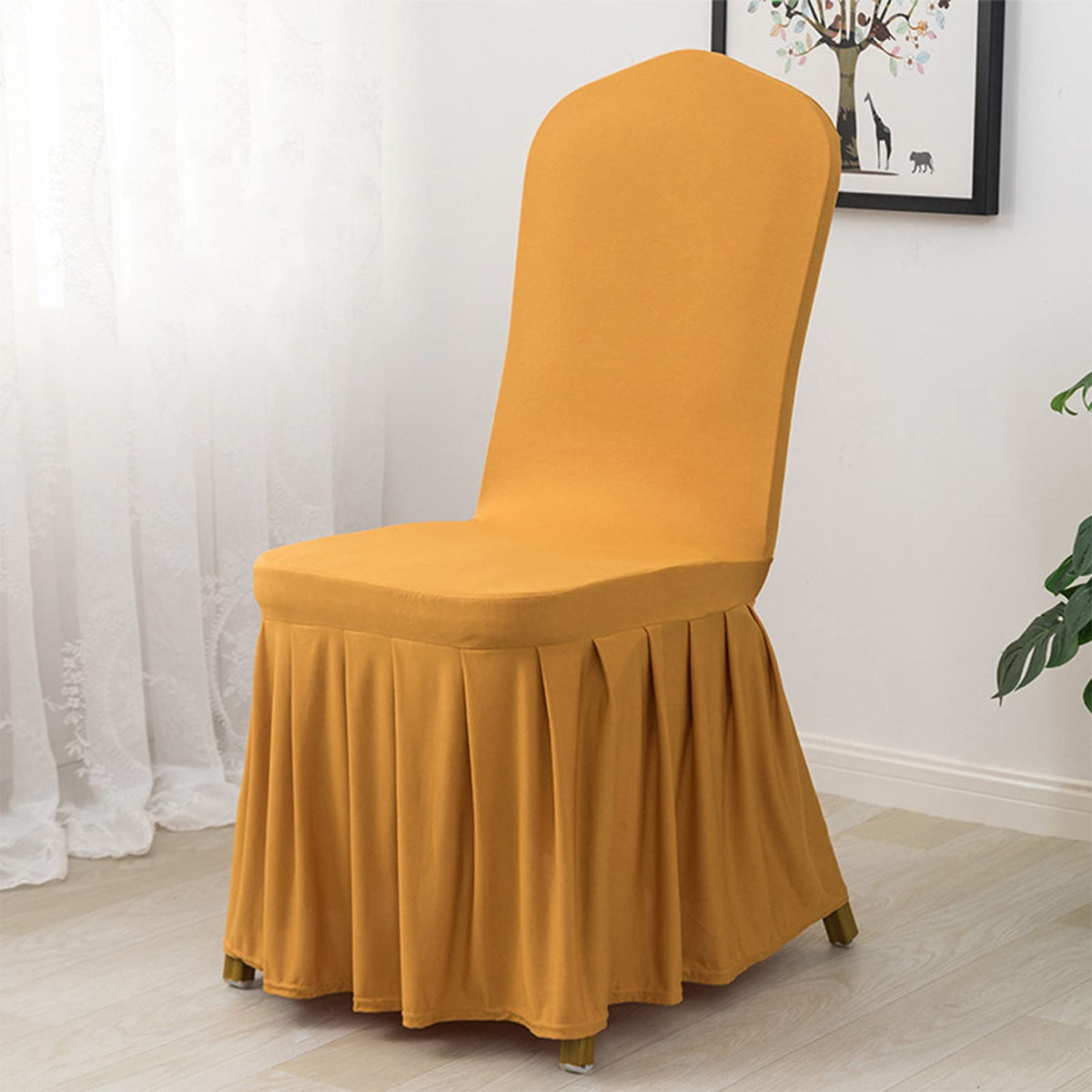 Dining Room Chair Covers Set of 2, Stretch Parsons Slipcovers with Skirt Super Fit Spandex Chair Seat Protector Cover