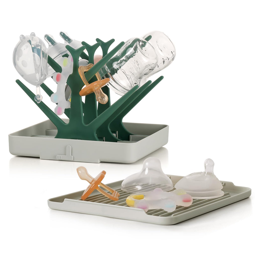 Portable Baby Bottle Drying Rack with Tray,Foldable Space Saving Bottle Drying Tree for Bottles/Pump