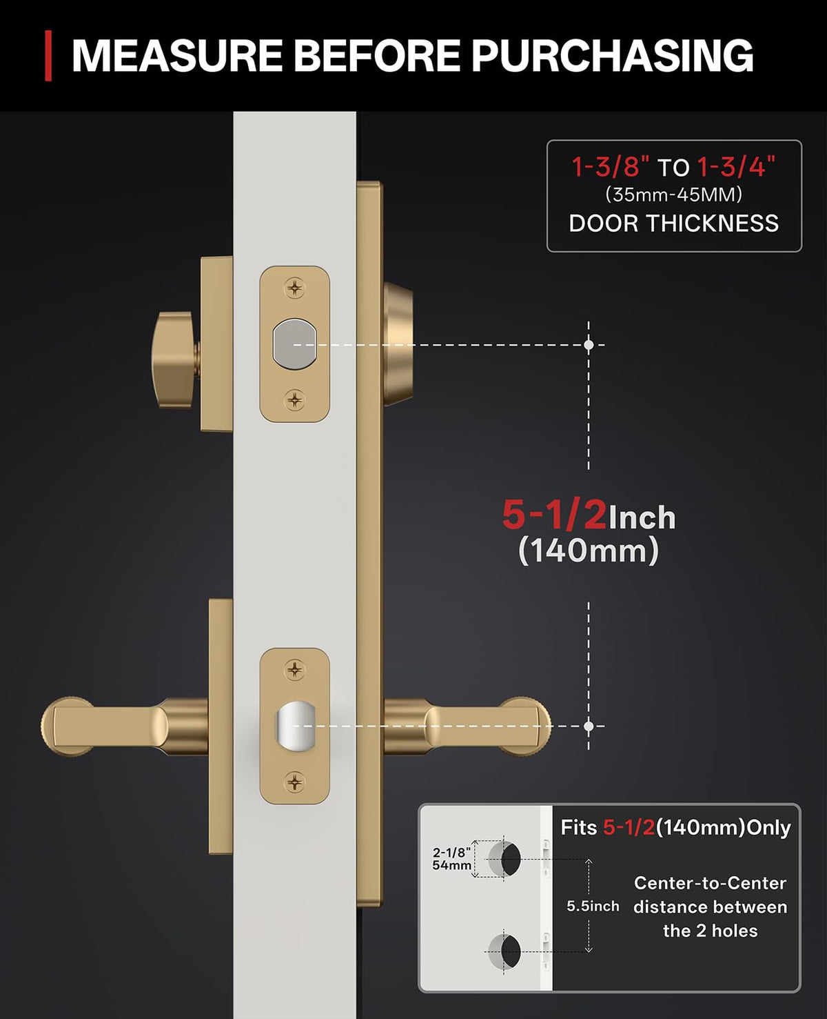 Champagne Bronze Solid Heavy-Duty Knurled Front Door Handle Set with Deadbolt, Architectural Grade Modern Entry Door