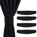 Strong Magnetic Curtain Tiebacks - Natural Decorative Curtain Ties Wide Straps Holdbacks for Modern Curtains (Black