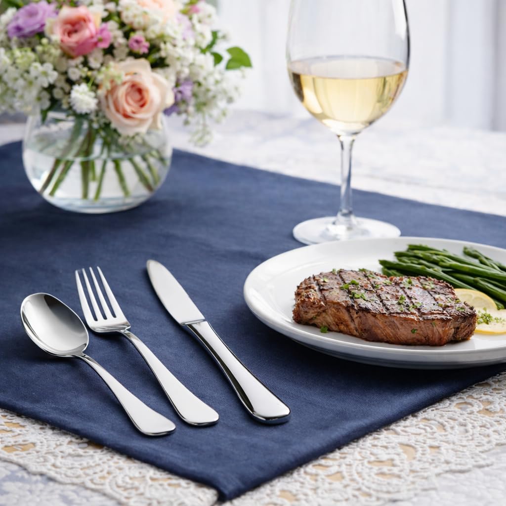 Silverware Set for 12, Stainless Steel Flatware Cutlery Set,Mirror Polished