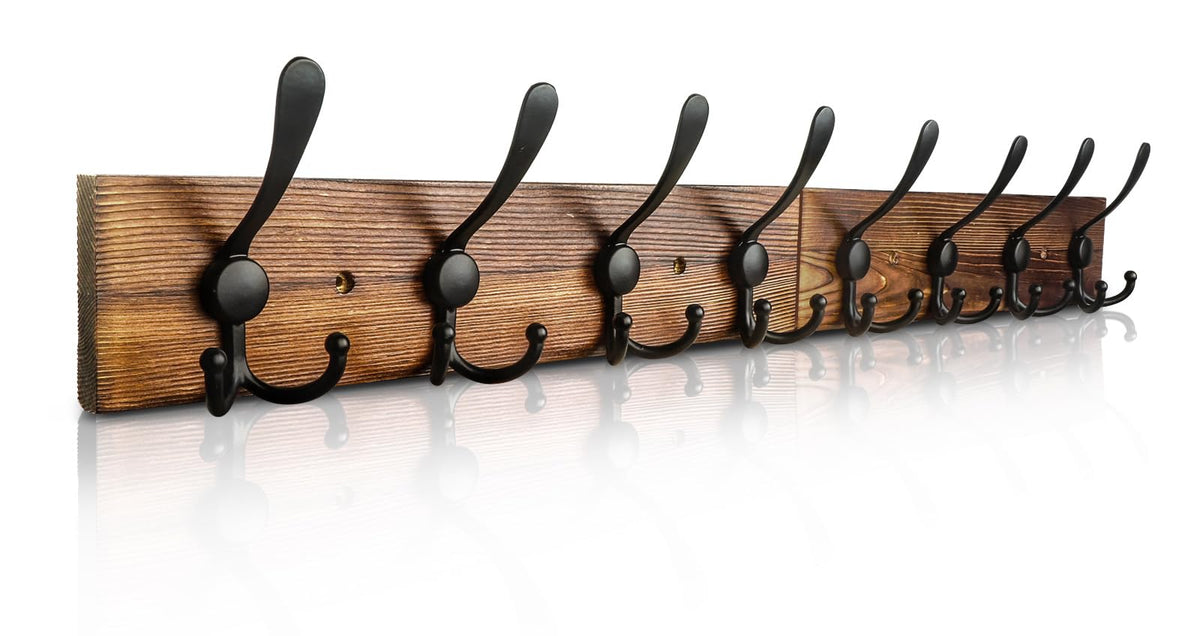 Coat Rack Wall Mount 31.5'' Coat Hanger Wall Mount Burnt Brown Coat Hooks for Wall Rustic Towel Racks Living Room