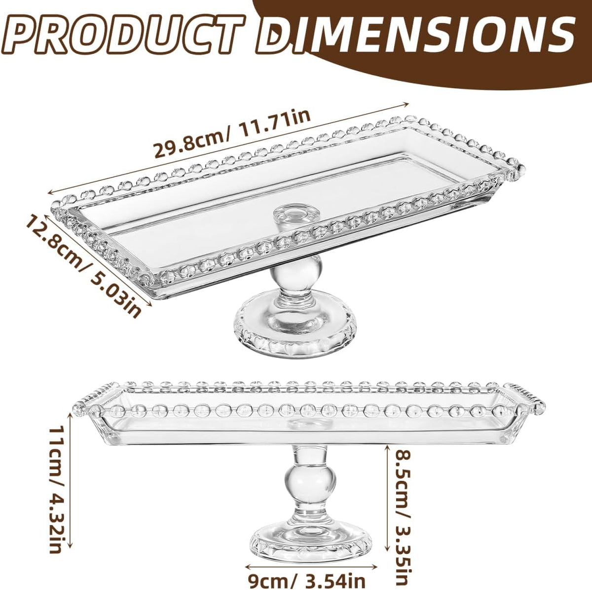 Glass Cake Stand Dessert Tray Candy Cake Serving Plate 11.7inch Serving Platter Footed Buffet for Wedding Brithday