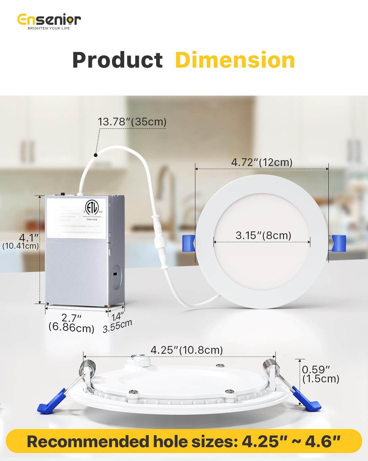 36 Pack 4 Inch LED Recessed Light, 5CCT Dimmable Canless Wafer