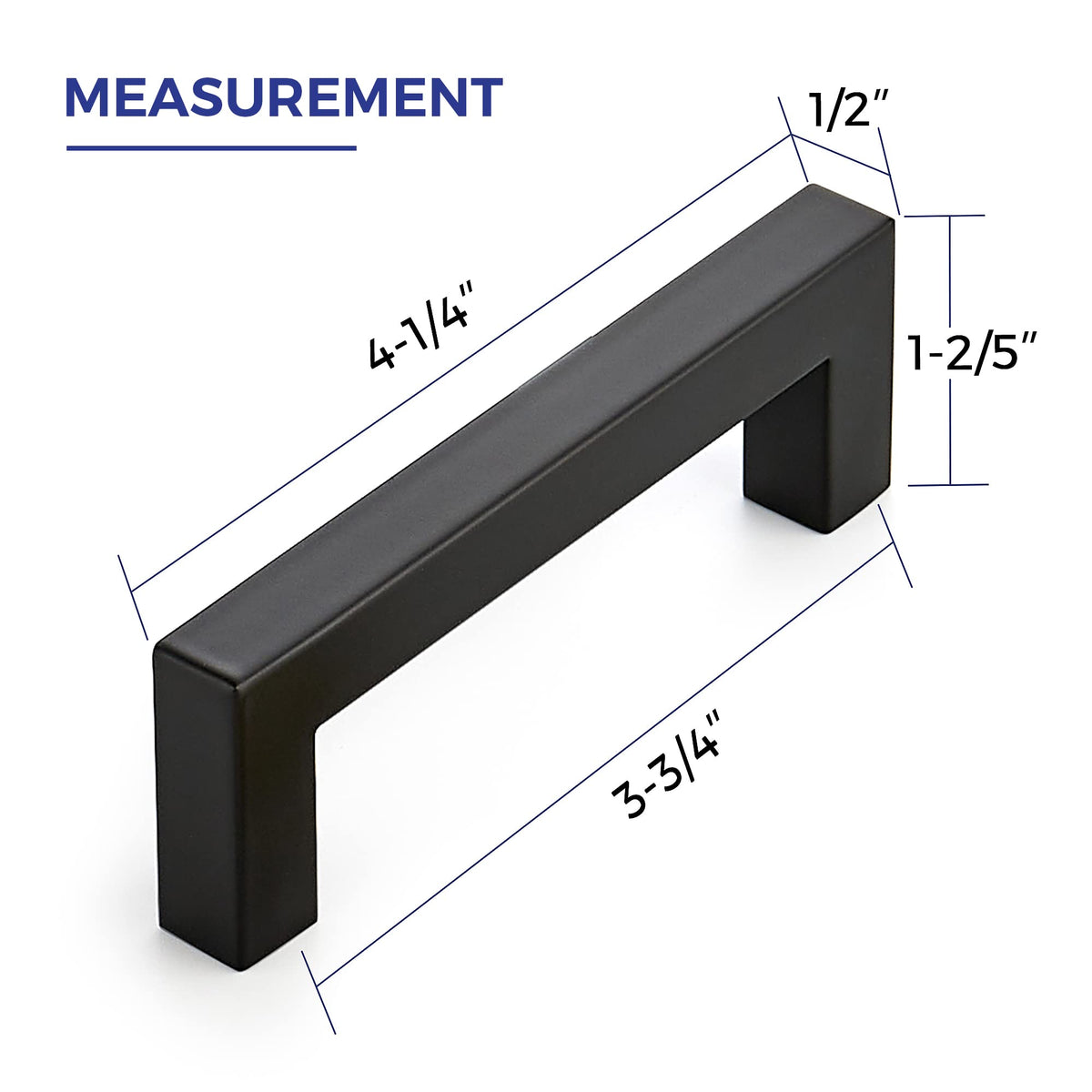 Matte Black Cabinet Handles Drawer Pulls 3.75 Inch CC 10 Pack