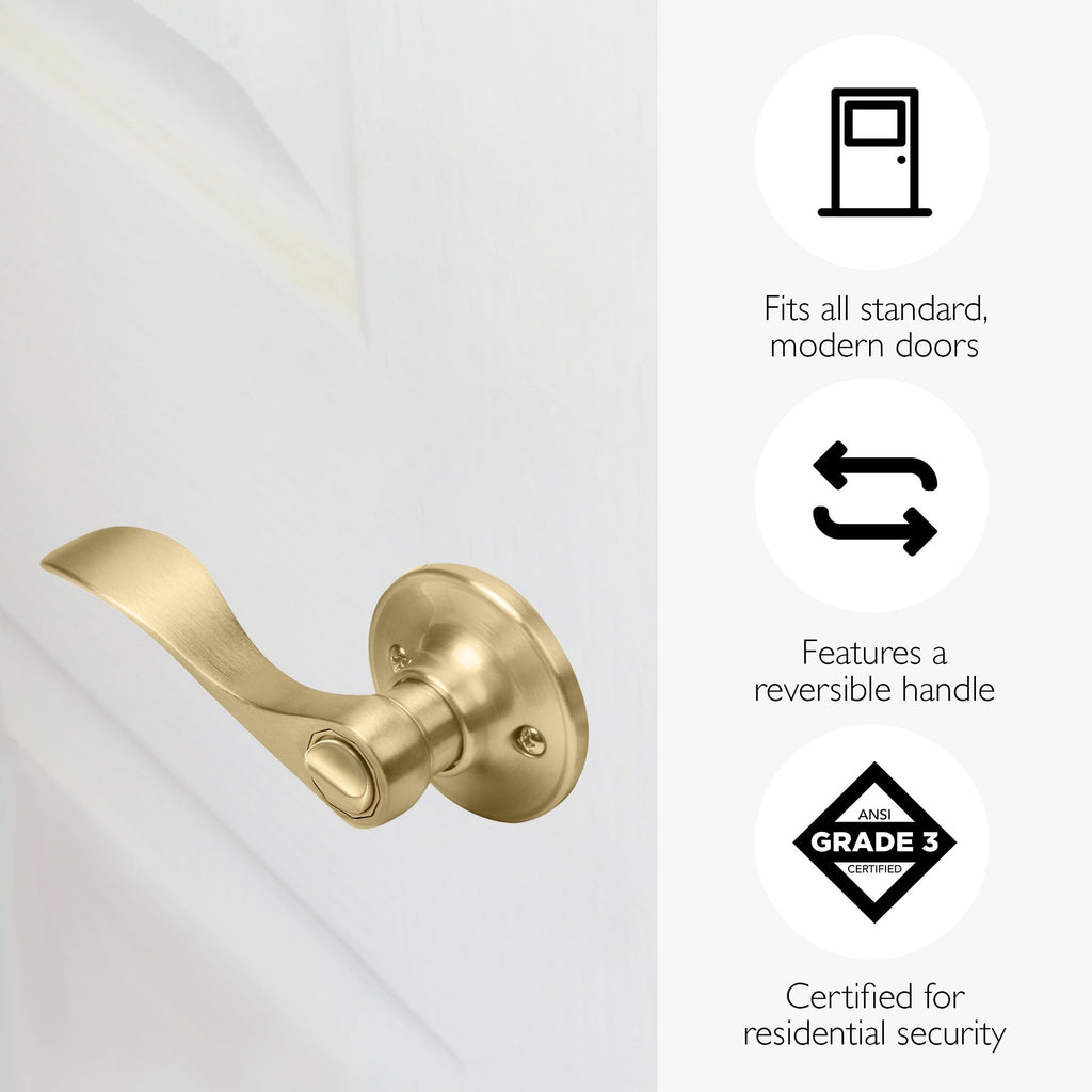 Springdale Privacy Door Lever, Satin Gold