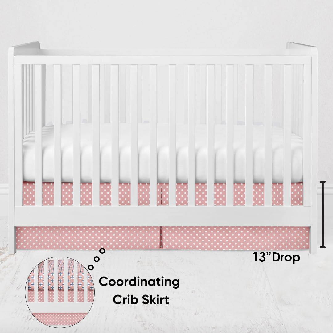 Mix N Match Pin Dots Crib/Toddler Bed Skirt Dust Ruffle (Coral)