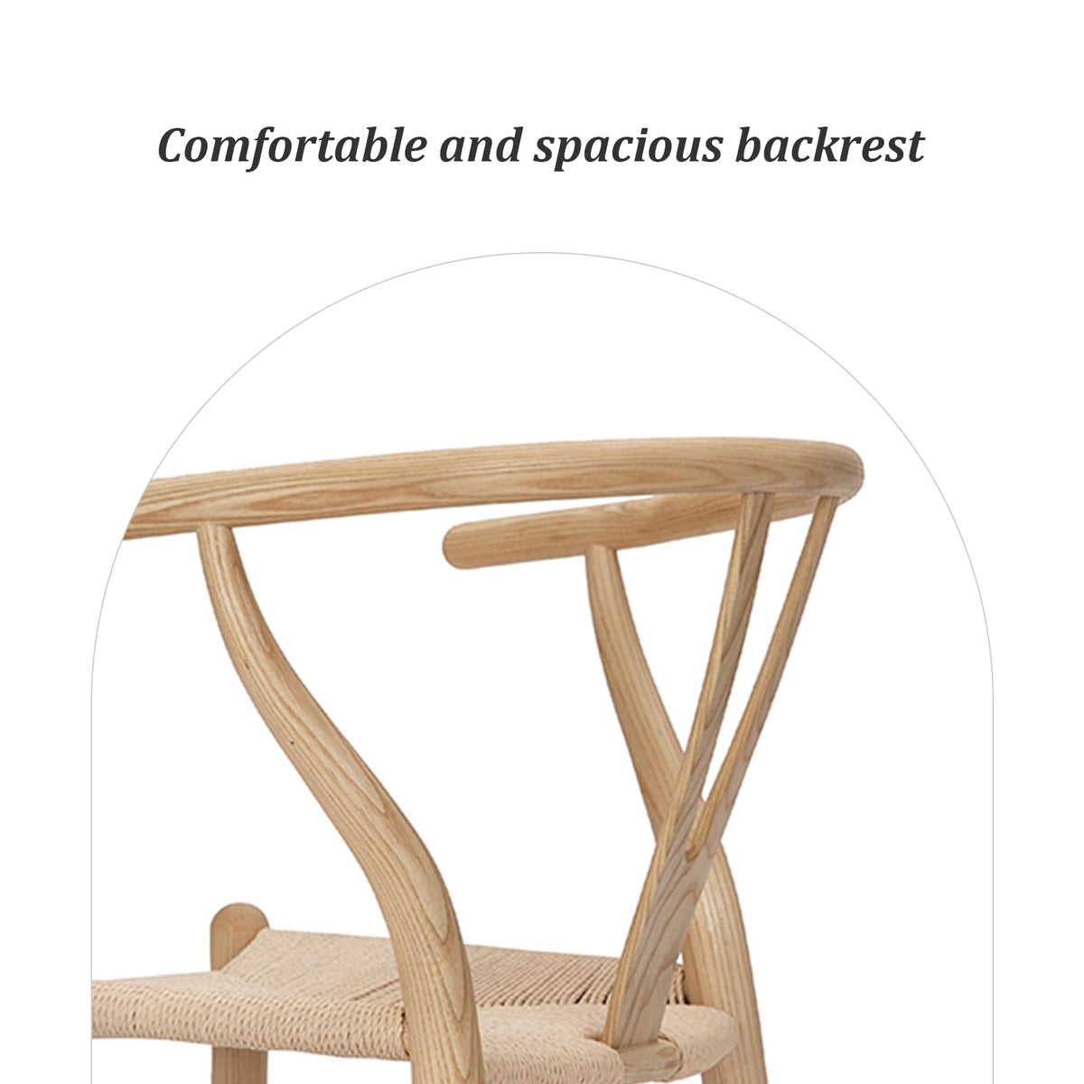 Wishbone Chairs Set of 4, Solid Ash Wood Dining Chairs (Natural)