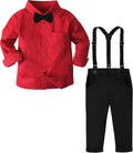 Toddler Boy Suit Baby Dress Outfit, Suspender & Bow Tie 12M