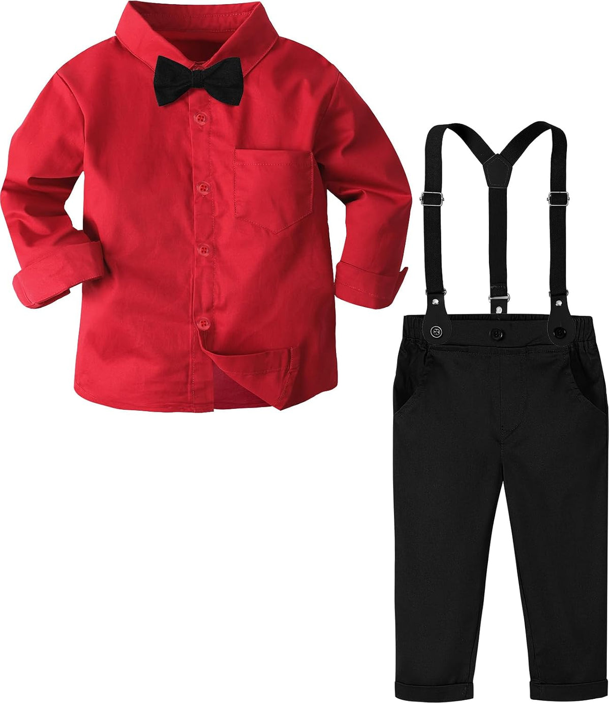 Toddler Boy Suit Baby Dress Outfit, Suspender & Bow Tie 12M