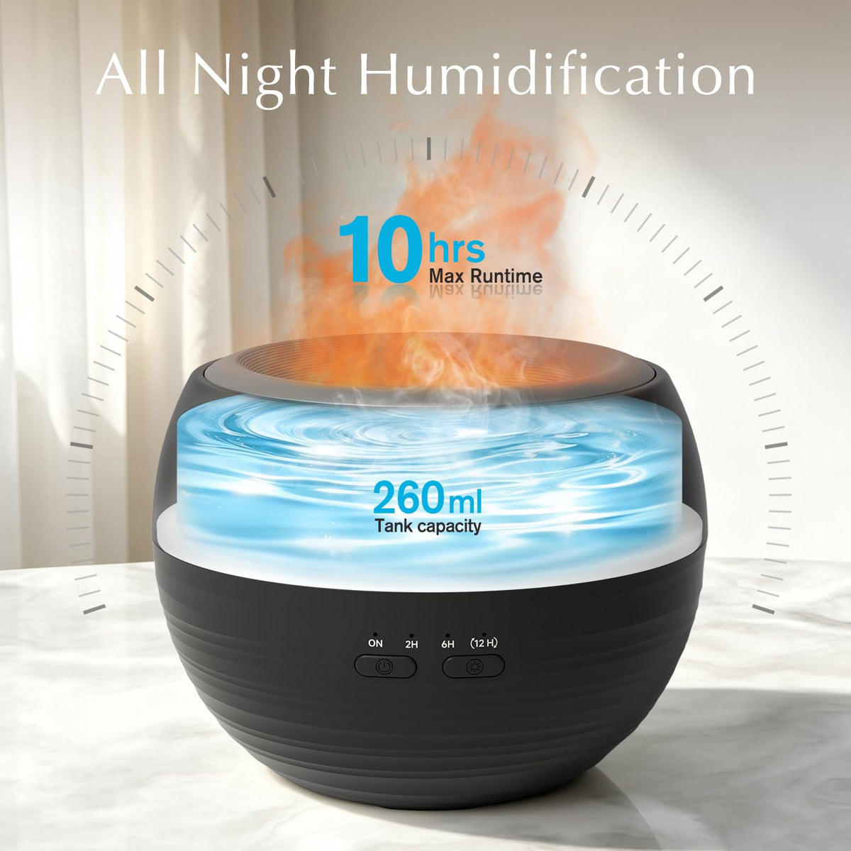 2 Pack Flame Essential Oil Diffuser, 260ml Fire Diffuser