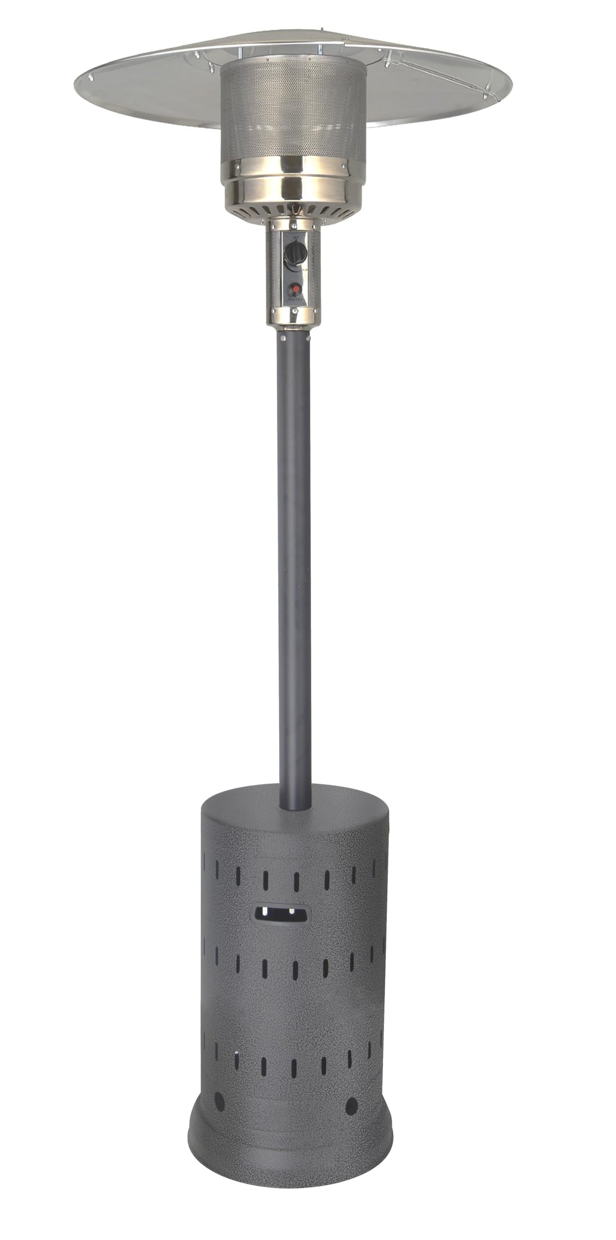 XL-Series Natural Gas Patio Heater, 45, 000 BTU, 89" Tall, Push-Button Ignition, Anti-Tilt Safety, Wheels, Hammered