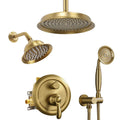 Dual Rain Shower Head System with Handheld Antique Faucet Set