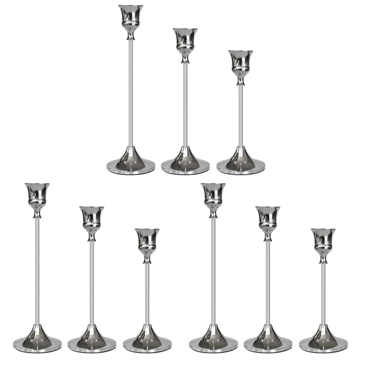 Candlestick Holders Silver, 9 Packs Taper Candle Holder for Candlesticks, Candle Sticks Holder Decor Decor