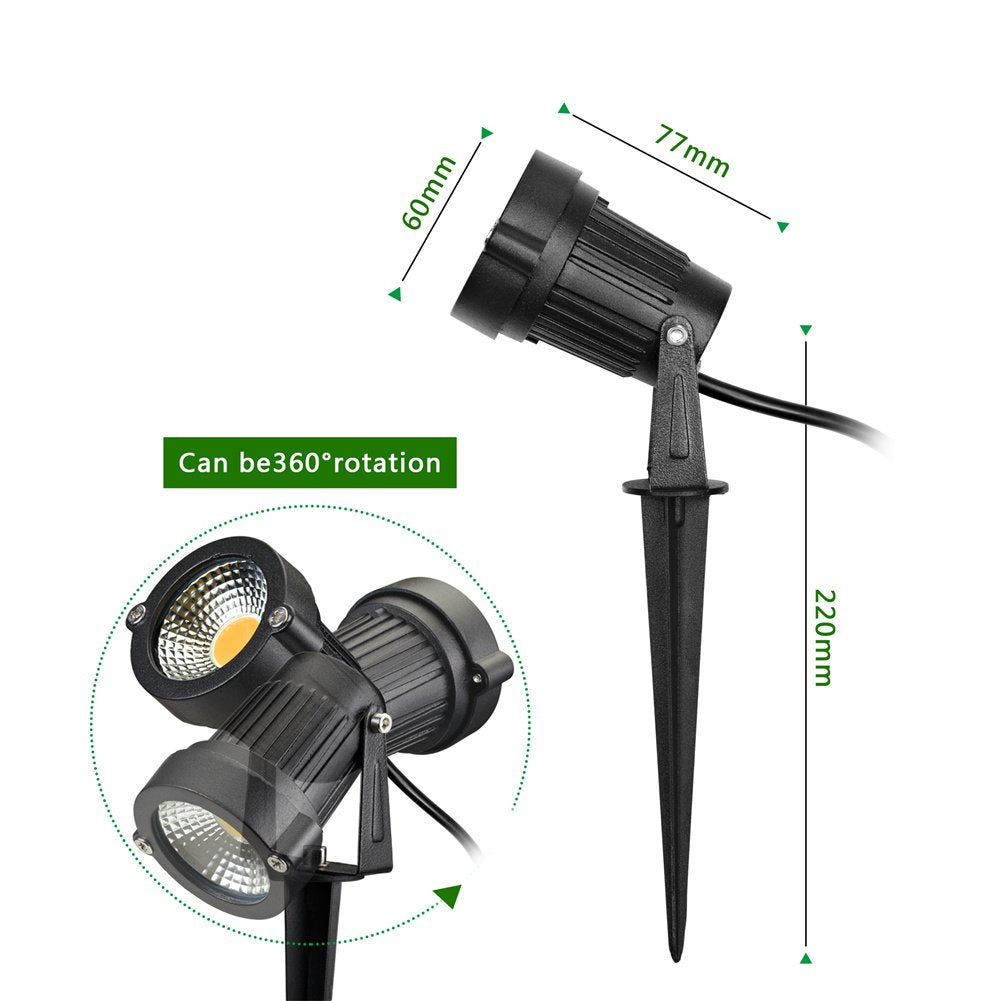 Z Outdoor Landscape LED Lighting 5W Waterproof Graden Lights COB Led Spotlights with Spiked Stand for Lawn Decorative