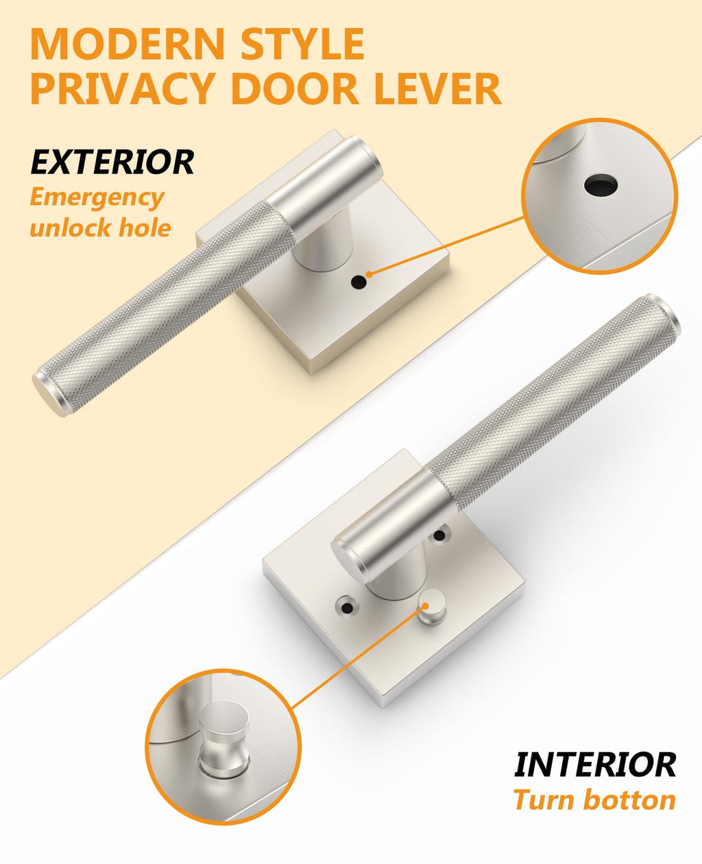 4 Pack Brushed Satin Nickel Interior Door Handles