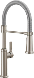 Rhett Pro Style Commercial Kitchen Faucet with Pull Down Sprayer, Brushed Nickel Single Hole Kitchen Sink Faucet