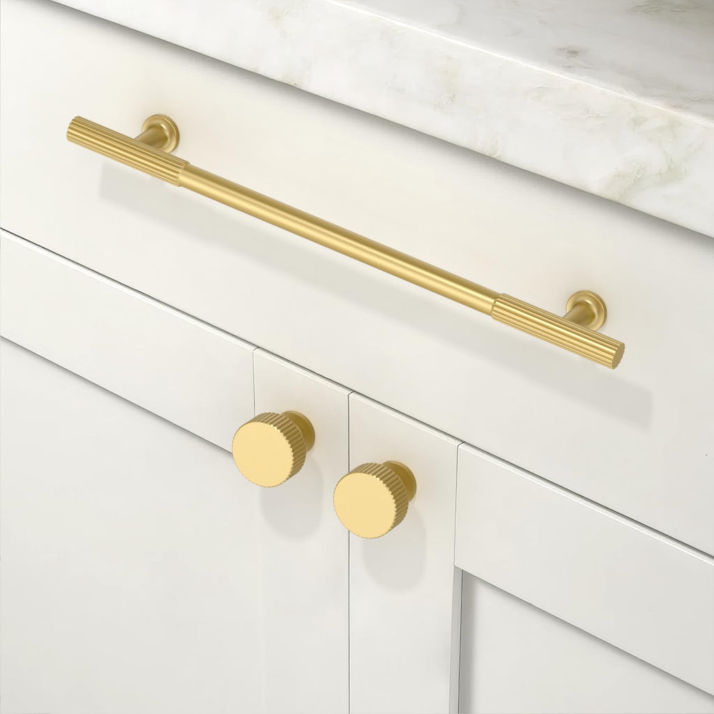 10 Pack Brushed Gold Cabinet Pulls 8 Inch(203mm) Kitchen Cabinet Handles Cabinet Hardware for Drawer Pulls