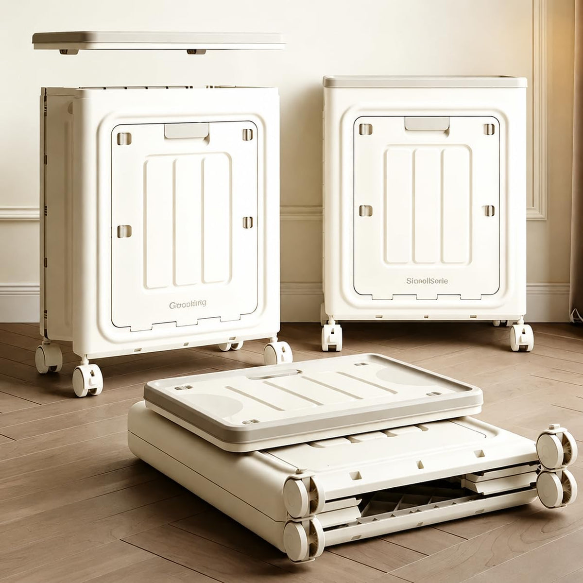2 PCS Rolling Laundry Hamper, Large Capacity with Lid & Wheels