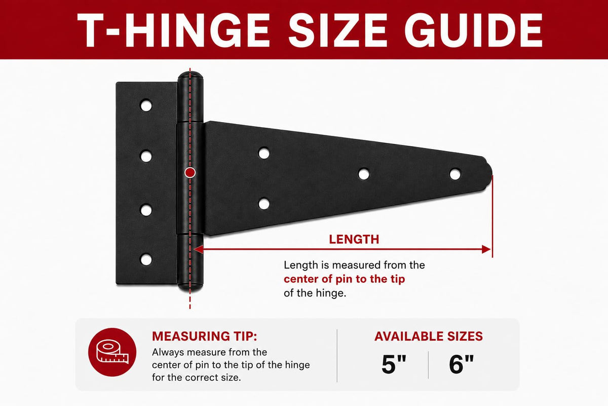 5" Black Decorative T-Hinges, 3-Pack