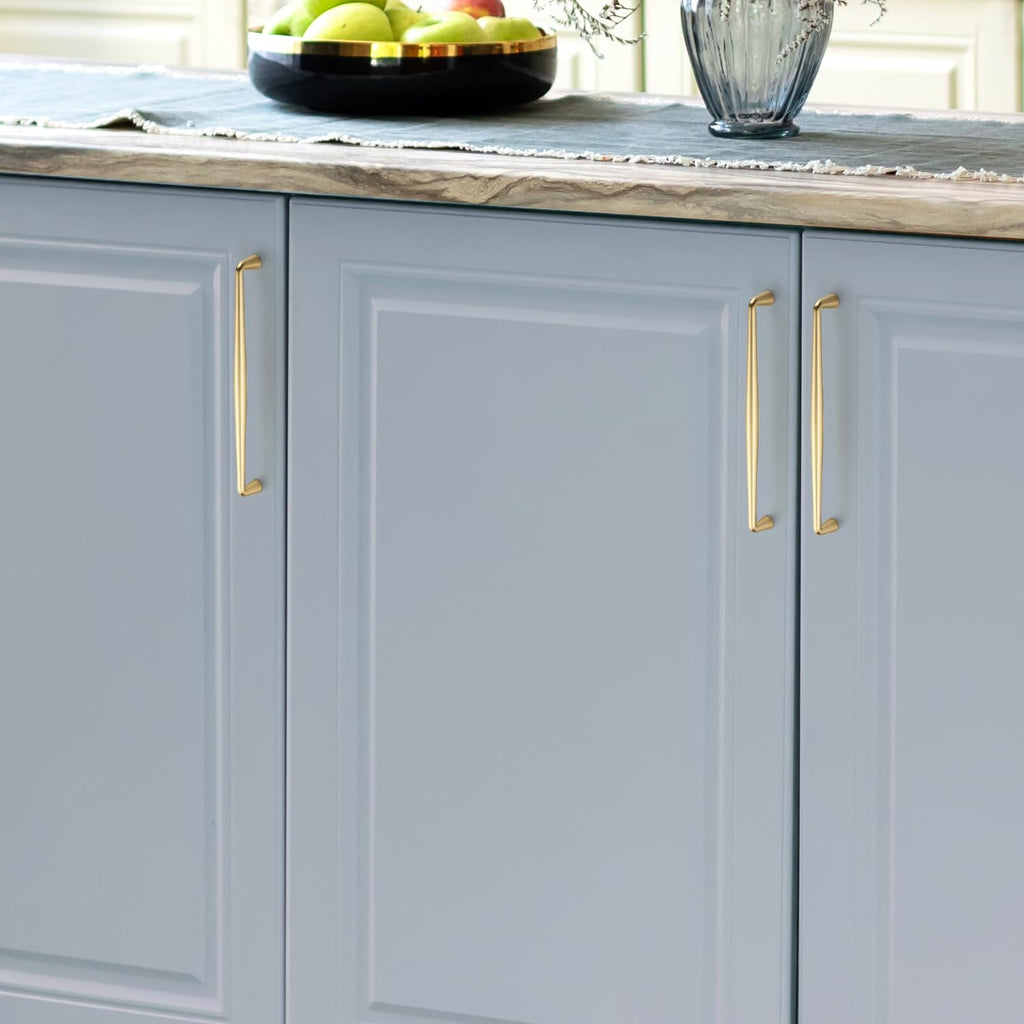 Brushed Gold Cabinet Handles Solid Handles,8 Inch,10 Pack