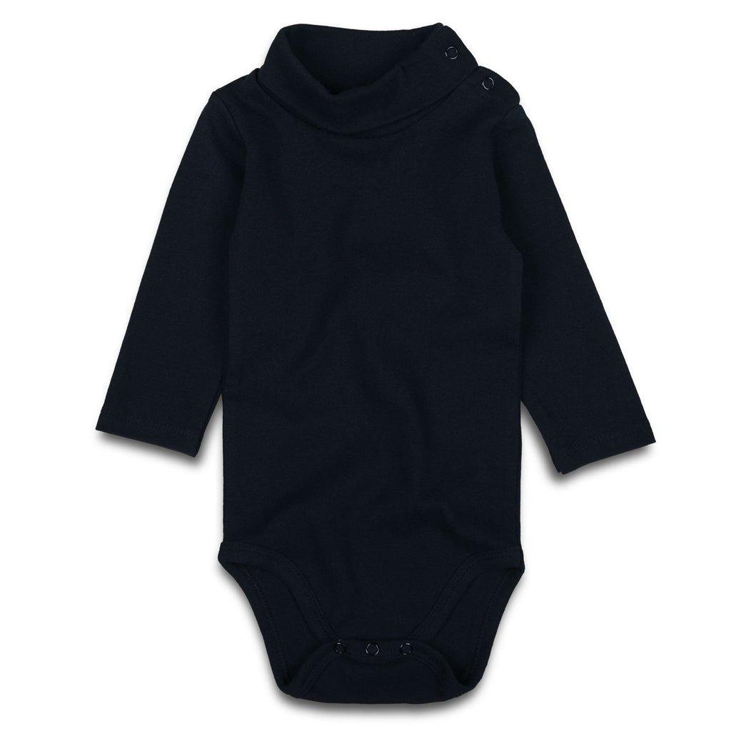 Solid Black Baby Turtleneck Bodysuit Long Sleeve Outfits