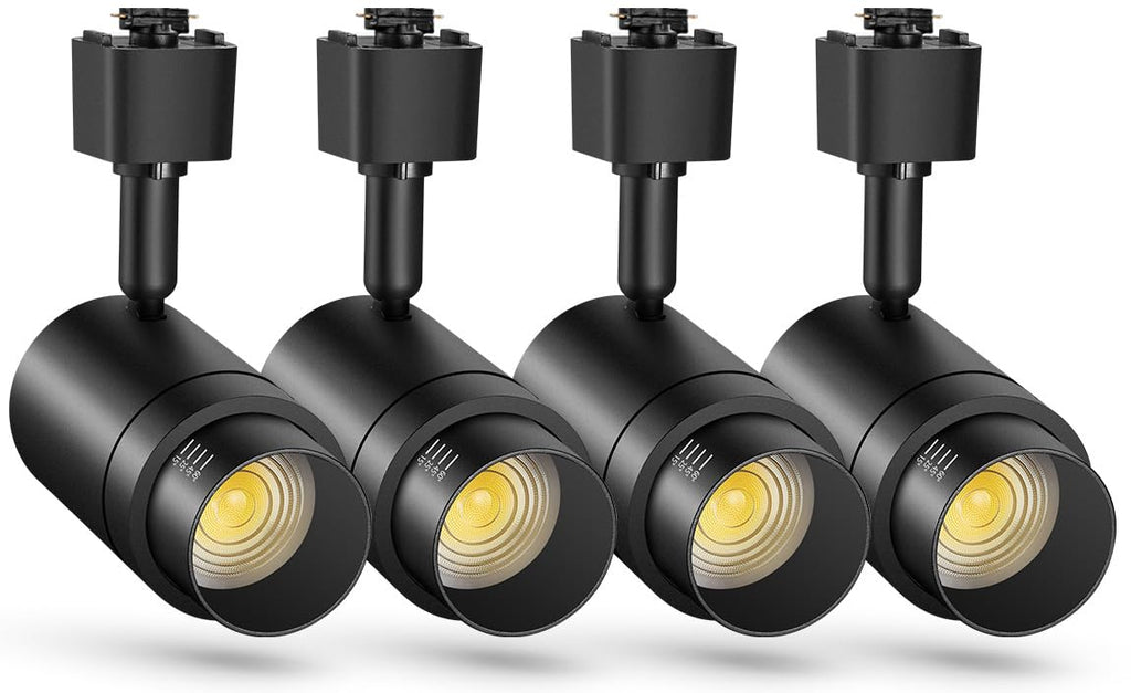 4 Pack Zoomable J Type Track Lighting Heads Dimmable, 12W Black