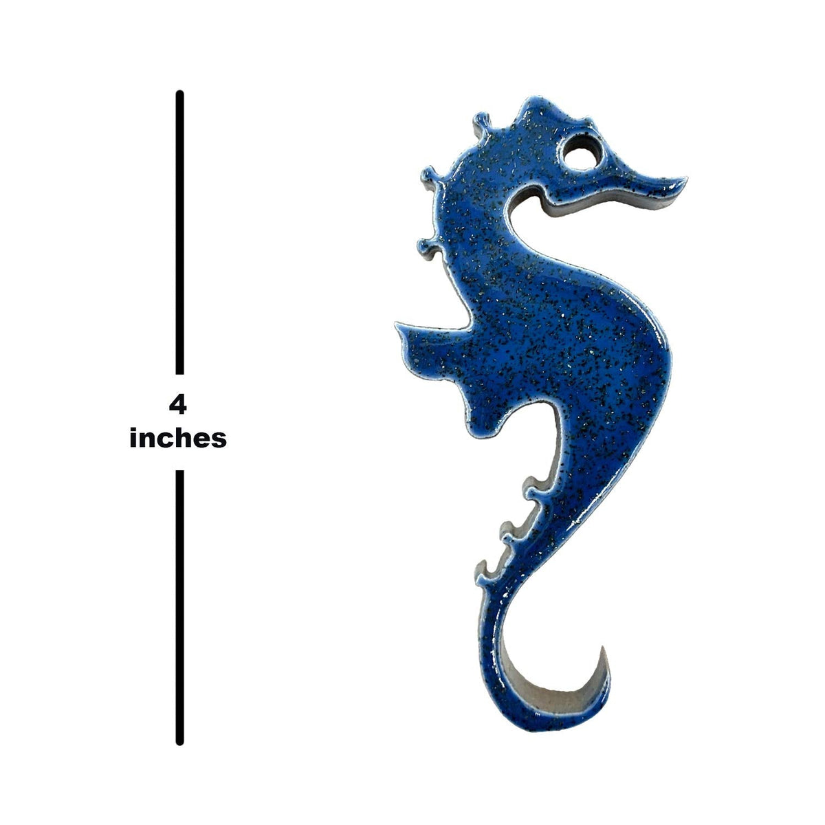 Porcelain Swimming Pool Step Marker Mosaic 3.5" x 2"Glitter Sea Horse (1 Right & 1 Left 2) Blue