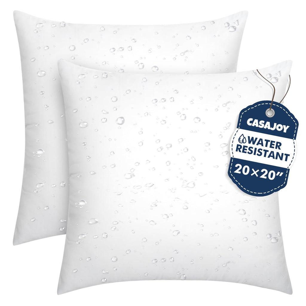 2 Pack 20x20 Outdoor Pillows, Water Resistant Throw Pillow Inserts