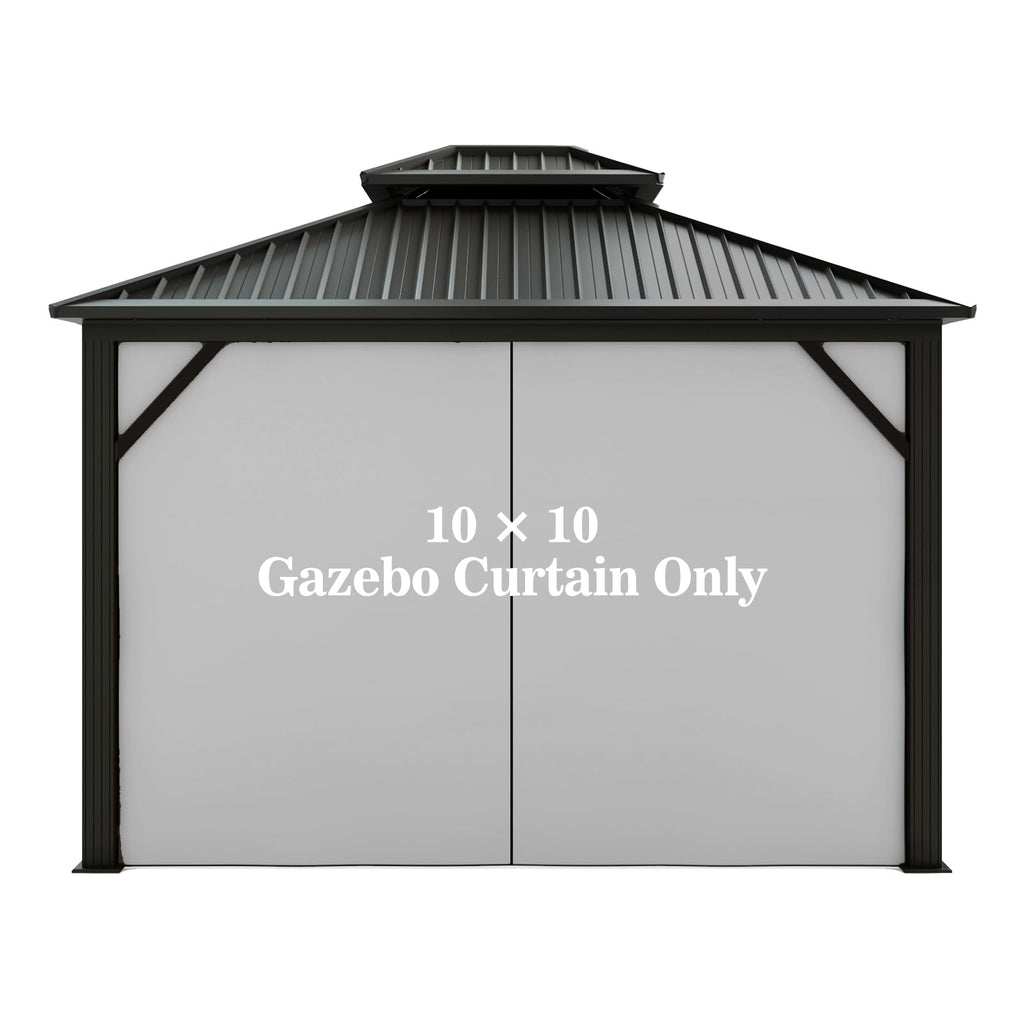 Gazebo Universal Replacement Privacy Curtain - 10' x 10' Gazebo Side Wall Outdoor Privacy Panel with Zipper (Gray)
